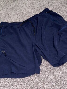 Santiny XXL blue outdoor‎ shorts pockets elastic waist lightweight zipper pocket